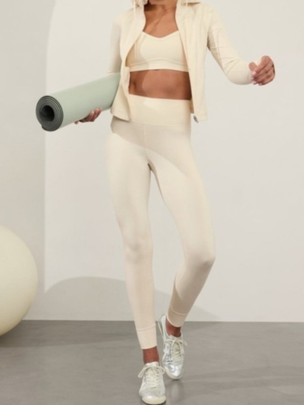 Athleta Cream High-Waist Leggings